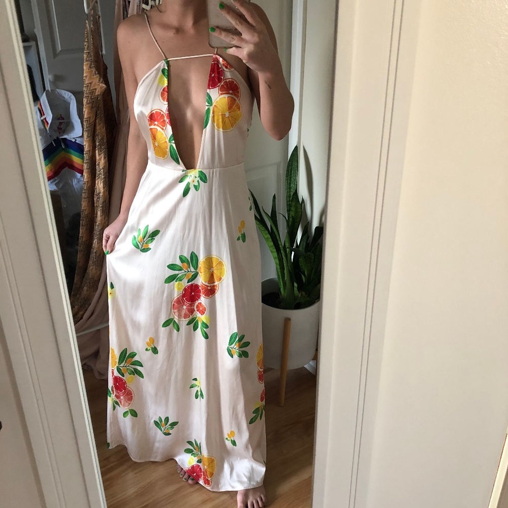 LPA Silk Fruit Print Maxi Size S Never Worn
